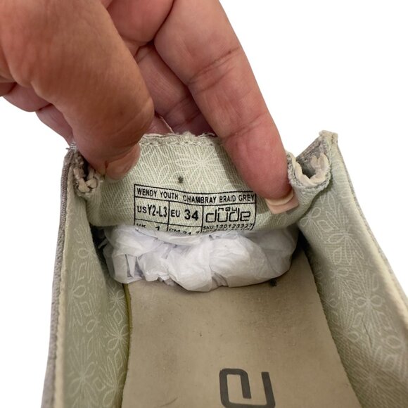 Hey Dude Wendy Yount Girls SZ 2 Gray Chambray Casual Slip-On Shoes - Picture 8 of 12